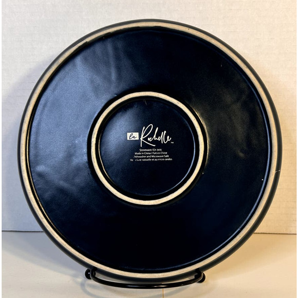 RARE La Rochelle L2R15 Solid Blue White Trim Coupe Style Salad Plate 8.5" HTF - Picture 4 of 6